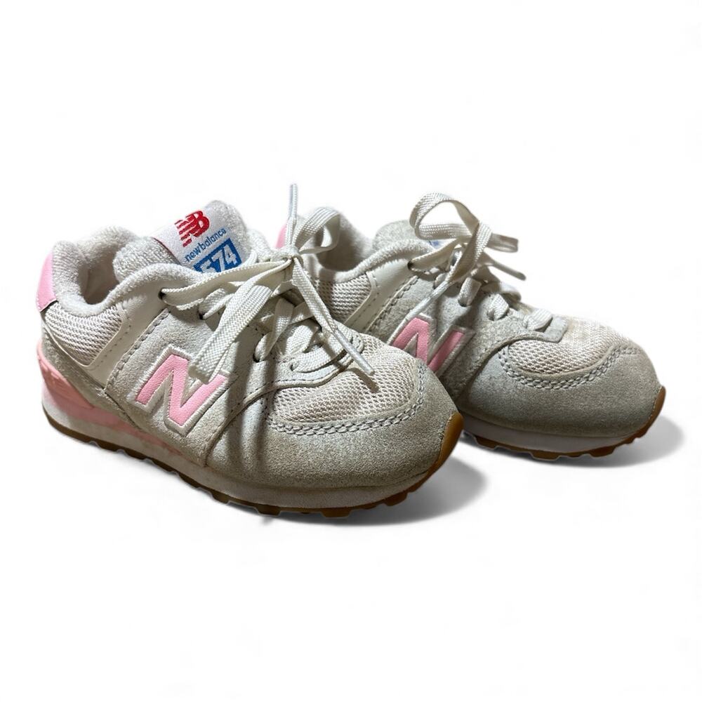 New Balance 574 Kids Sz 8c Toddler Pink & White